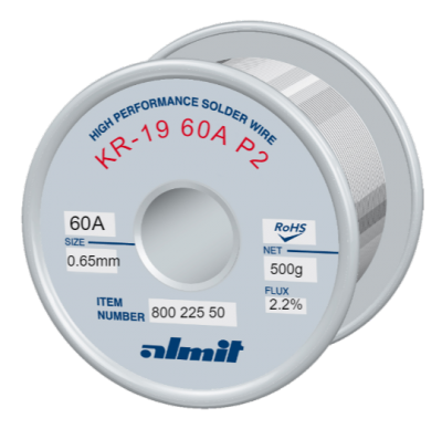 KR-19 60A P2  Flux 2,2%  0,65mm  0,5kg Spule/ Reel
