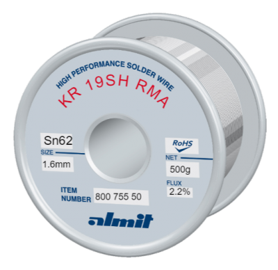 KR 19SH RMA Ag2 P2  Flux 2,2%  1,6mm  0,5kg Spule/ Reel