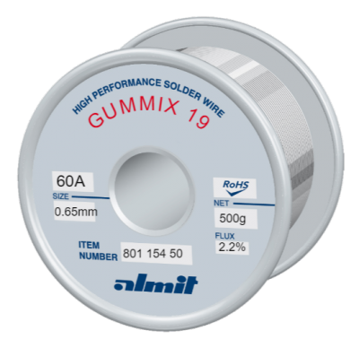 GUMMIX 19 Sn60Pb40 P2  Flux 2,2%  0,65mm  0,5kg Spule/ Reel