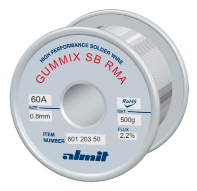 GUMMIX SB RMA P2 Sn60  Flux 2,2%  0,8mm  0,5kg Spule/ Reel