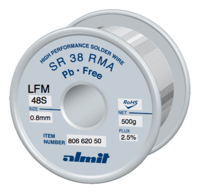 SR 38 RMA LFM-48-S 2,5%  Flux 2,5%  0,8mm  0,5kg Spule/ Reel
